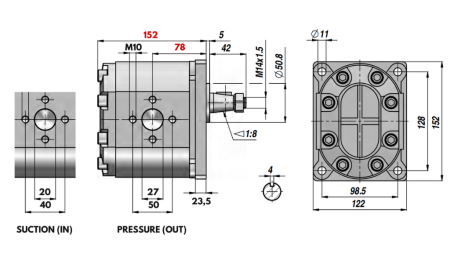 BOMBA HIDRÁULICA GR.3 55 CC DIREITA - FLANGES