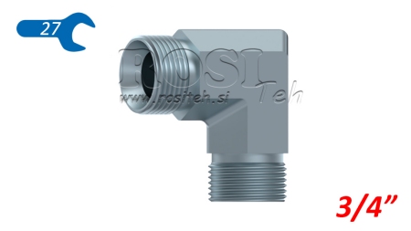COTOVEL HIDRÁULICO 90° BSP CURTO MACHO-MACHO 3/4