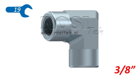 CURVA HIDRÁULICA 90° CURTA FEMEA-FEMEA 3/8