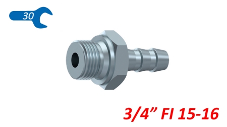 CONEXÃO MASCULINA HIDRÁULICA 3/4 PARA MANGUEIRA DE BORRACHA Φ 15-16