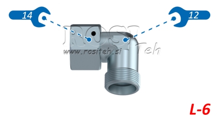 COTOVELO HIDRÁULICO 90° L-6 COM PORCA GIRATÓRIA M12X1,5