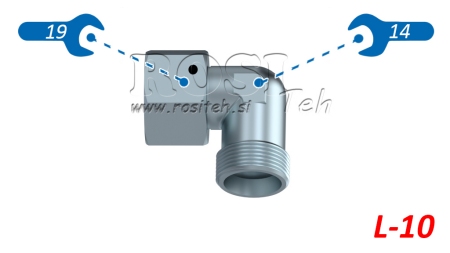 COTOVELO HIDRÁULICO 90° L-10 COM PORCA GIRATÓRIA M16X1,5