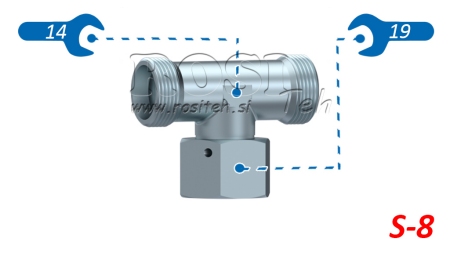 TÊ HIDRÁULICO S-8 COM PORCA GIRATÓRIA CENTRAL M16X1,5