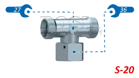 TÊ HIDRÁULICO S-20 COM PORCA GIRATÓRIA CENTRAL M30X2