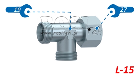 HIDRAVLIČNI T KOM L-15 Z VRTLJIVO MATICO STRANSKO M22x1,5