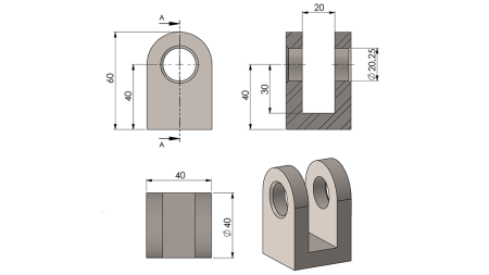 GARFO DE MONTAGEM PARA CILINDRO 40MM - FI20
