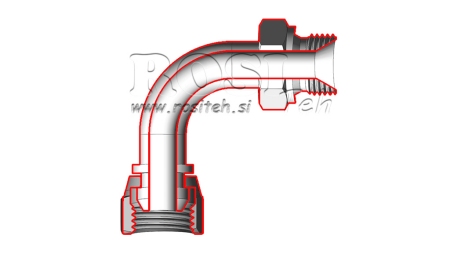 COTOVEL HIDRÁULICO 90° BSP MACHO-FÊMEA M18X1,5