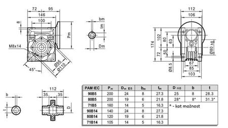 REDUTOR PMRV-63 PARA MOTOR ELÉTRICO MS80 (0.55-0.75kW) RAZÃO 20:1