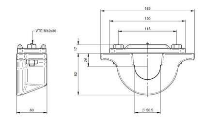 SUPORTE PARA CILINDRO TELESCÓPICO FI50-A