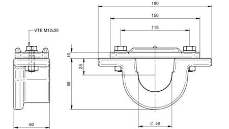 SUPORTE PARA CILINDRO TELESCÓPICO FI55-A