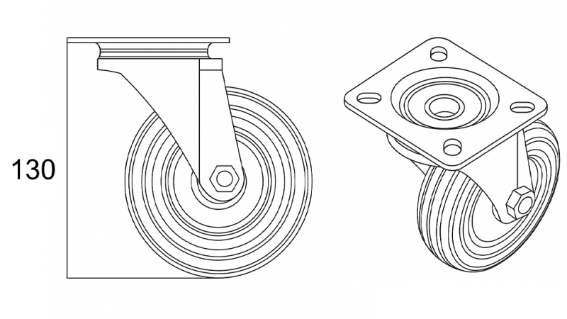 RODA 100mm COM BASE GIRATÓRIA