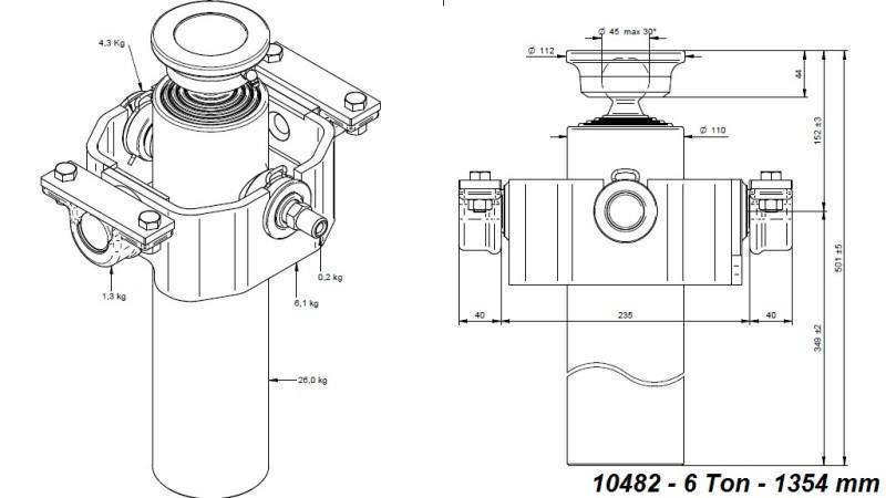 CILINDRO TELESCÓPICO COMPACTO 4 GRAUS 1354mm x110 -BOLA