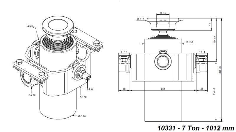 CILINDRO TELESCÓPICO COMPACTO 5 ESTÁGIOS 1012mm x125 -BOLA