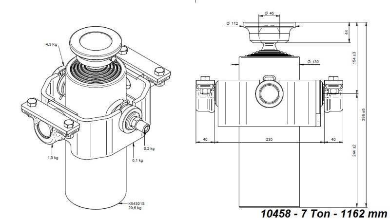 CILINDRO TELESCÓPICO COMPACTO 5 ESTÁGIOS 1162mm x125 -BOLA