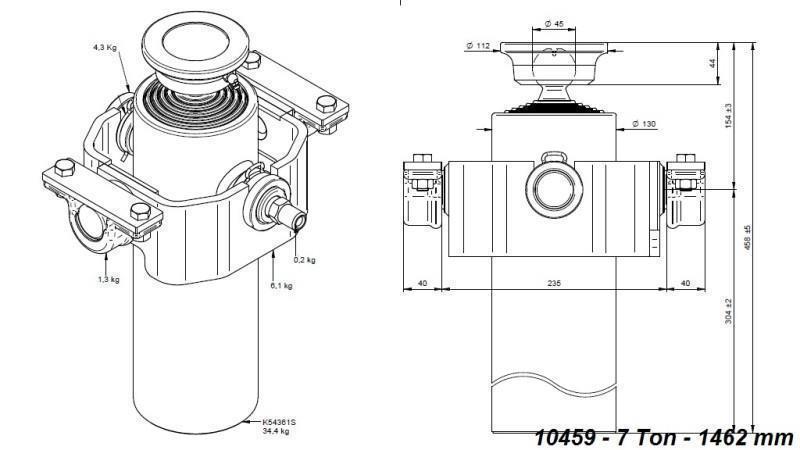 CILINDRO TELESCÓPICO COMPACTO 5 ESTÁGIOS 1462mm x125 -BOLA