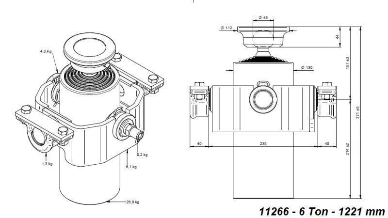 CILINDRO TELESCÓPICO COMPACTO 6 GRAUS 1221mm x125 -BOLA