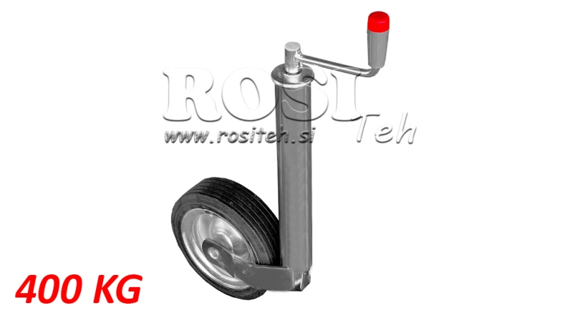 PÉ DE SUPORTE ROSCADO COM RODA PARA REBOQUES 250MM 400KG