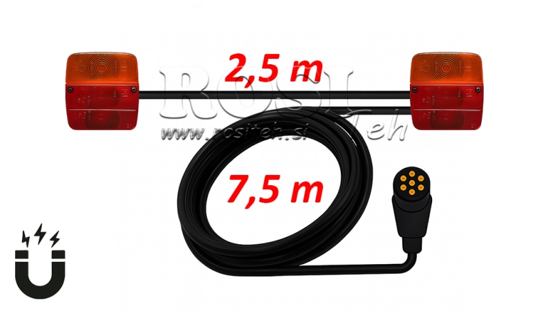 CONJUNTO DE LUZ MAGNÉTICA COM CABO 7,5M+2,5M