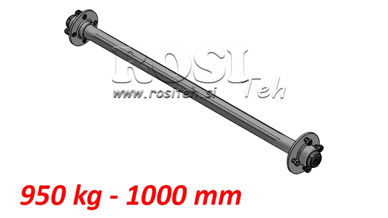 EIXO PARA REBOQUE 950KG SEM FREIO (1000 MM)