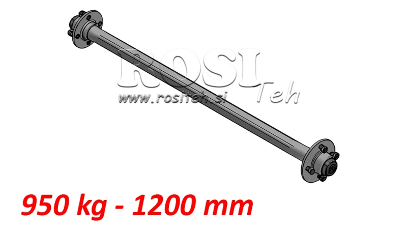 OSOVINA ZA PRIKOLICO 950 kg BREZ ZAVOR (1200 mm)