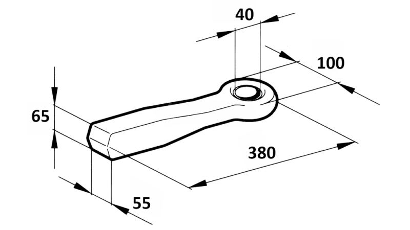 GANCHO DE REBOQUE FIXO FI40 55X65 L380 - 10000KG/1500KG