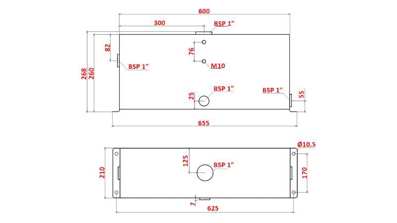 RESERVATÓRIO METÁLICO 25 LITROS CUBO 260x210x600mm COMPLETO COM EQUIPAMENTO