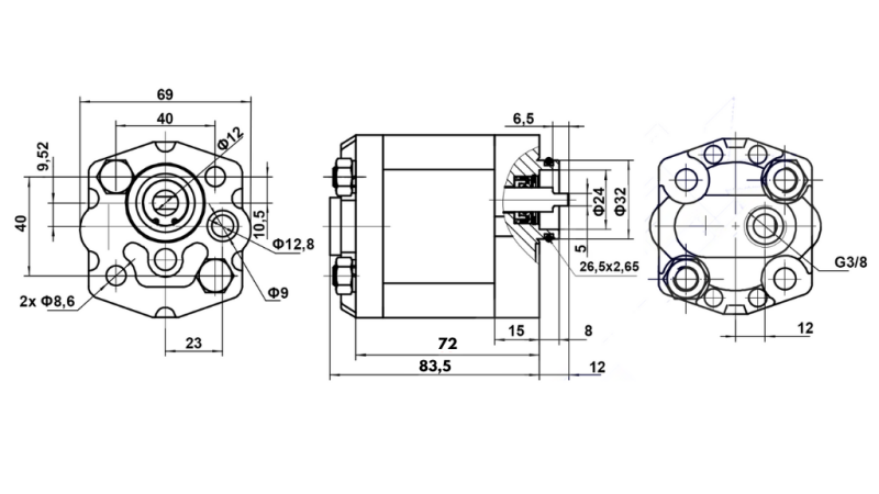 BOMBA HIDRÁULICA 10C2,1X302 2,1 CC DIREITA