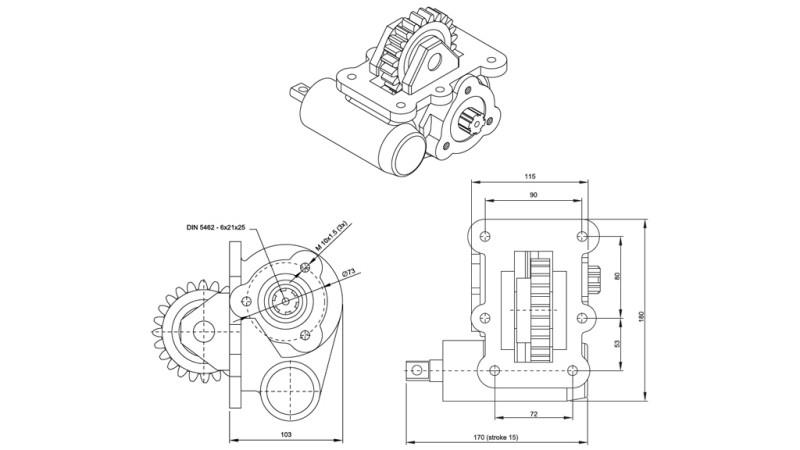 Dimenzije ODGON ZA HIDRAVLIČNO ČRPALKO - IVECO 2828 MECHANIC
