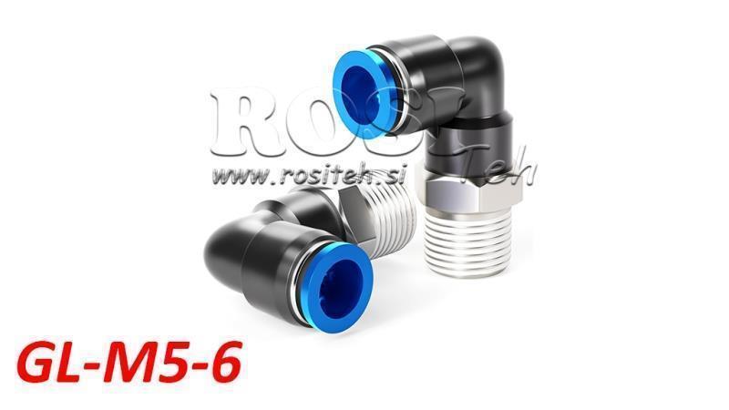CONECTOR DE ÂNGULO PNEUMÁTICO TPA COM ROSCA GL-M5-6
