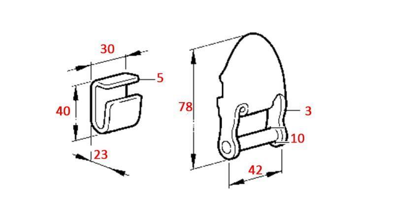 SUPORTE LATERAL PARA REBOQUE REMOVÍVEL EM FORMA DE C 42mm