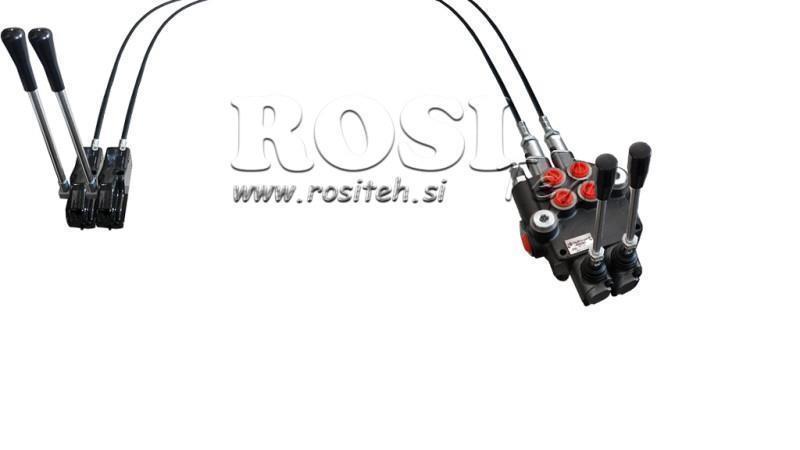 JOYSTICK DE ALAVANCA DUPLA 2,5 m VÁLVULA HIDRÁULICA 2xP40 litros.