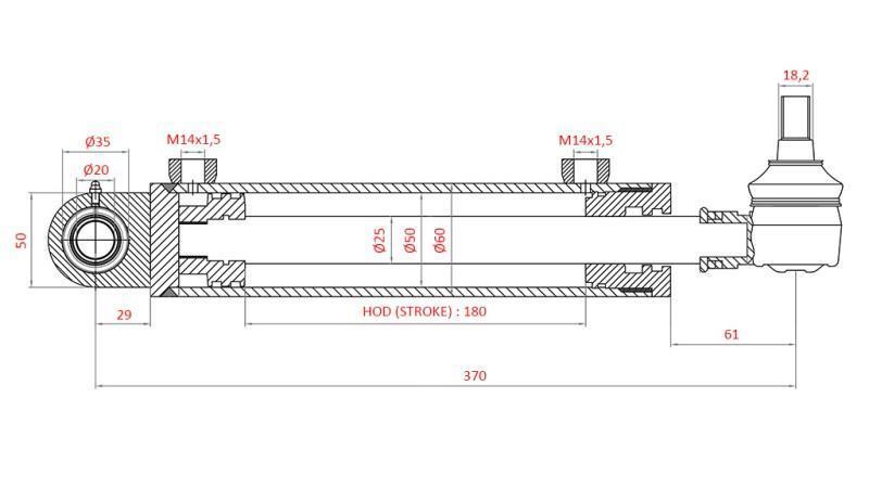 CILINDRO DE DIREÇÃO HIDRÁULICA FIAT-NEW HOLLAND OEM-5173176