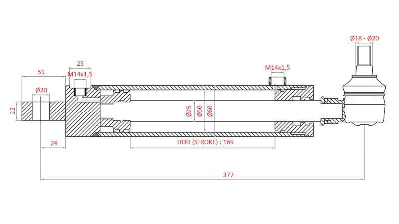 CILINDRO DE DIREÇÃO HIDRÁULICA MESMO OEM-176.6354.4/01
