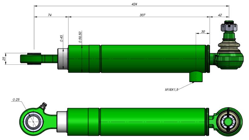 CILINDRO DE DIREÇÃO HIDRÁULICO JOHN DEERE