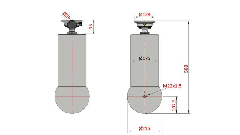 CILINDRO TELESCÓPICO - MEILLER KIPPER 5 ESTÁGIOS 175mm - 15 ton CILINDRADA 1650mm