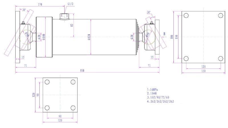 CILINDRO TELESCÓPICO 4 ESTÁGIOS  1050MM K4B-10T