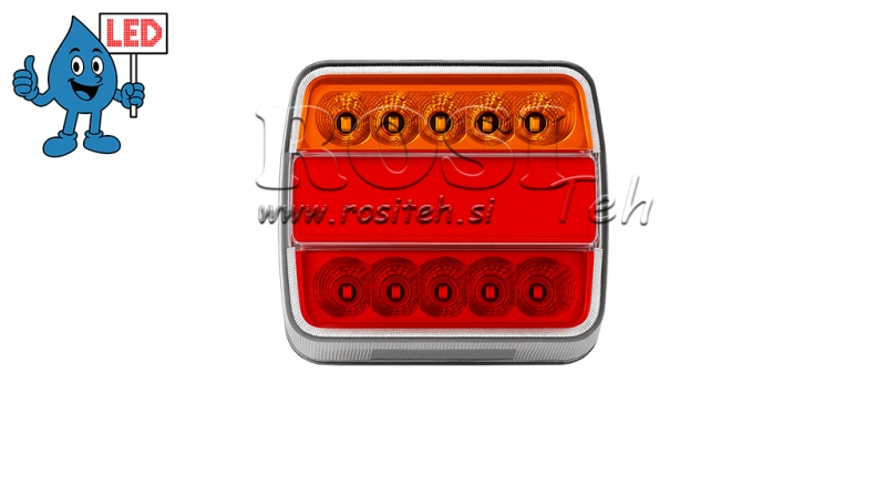 LÂMPADA TRASEIRA LED PARA REBOQUE COMBINADA 4 FUNÇÕES 12V