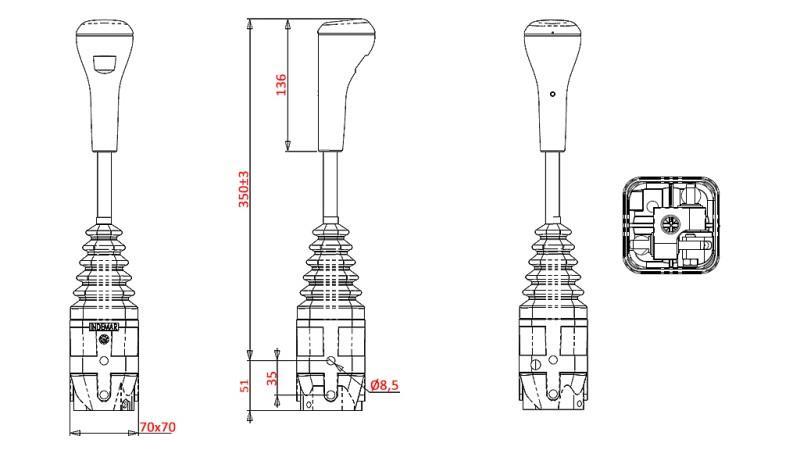JOYSTICK INDEMAR PARA EMPILHADEIRA - SEM BOTÃO