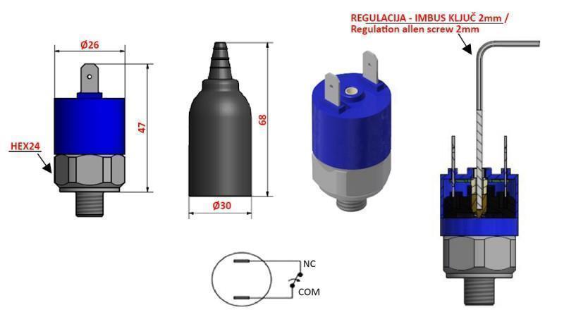 CHAVE DE PRESSÃO HIDRÁULICA K4 - NC 5-50 BAR (MÁX.200BAR)