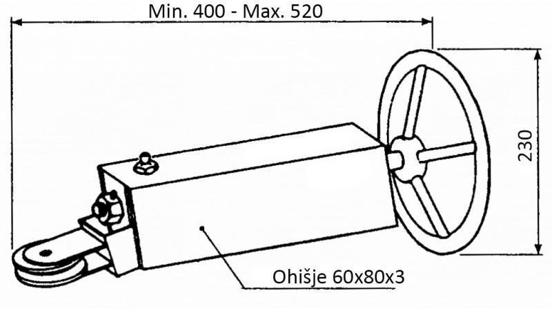 TENSOR PARA CABO COM RODA PARA FREIO MANUAL DE REBOQUE COM POLIA