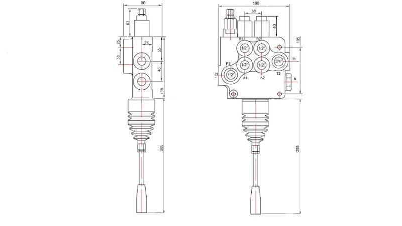 VÁLVULA HIDRÁULICA 2xP80 JOYSTICK