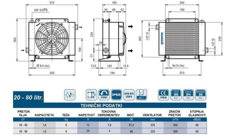 RESFRIADOR DE ÓLEO DC 12V HY01602 20-80 LIT