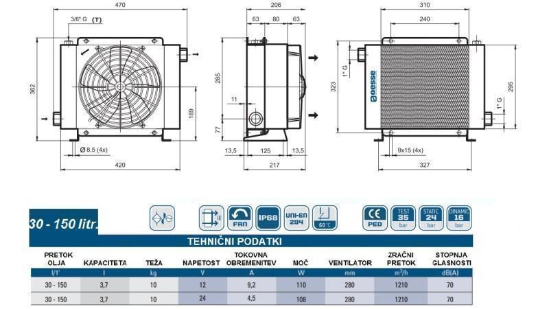 RESFRIADOR DE ÓLEO DC 12V HY02402 30-150 LIT