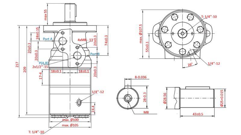 HIDROMOTOR B/MR 100 - COM FREIO