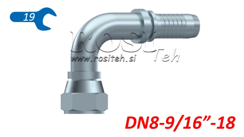 HIDRAVLIČNI PRIKLJUČEK DKJ JIC74° ŽENSKI KOLENO 90° DN8-9/16-18
