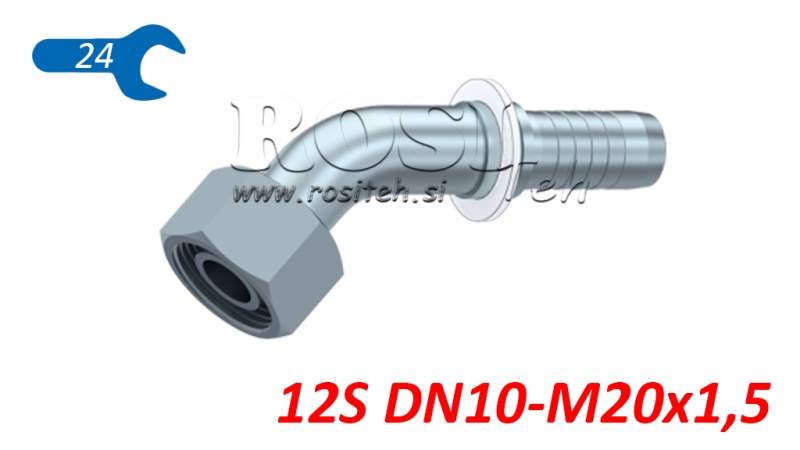 HIDRAVLIČNI PRIKLJUČEK DKOS 12 S ŽENSKI KOLENO 45 DN10-M20x1,5