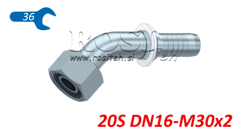 HIDRAVLIČNI PRIKLJUČEK DKOS 20 S ŽENSKI KOLENO 45 DN16-M30x2