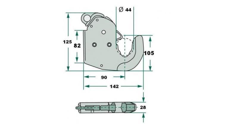 GANCHO AUTOMÁTICO PARA HASTES HIDRÁULICAS DE TRACTOR CAT.1 ECO - dimensões