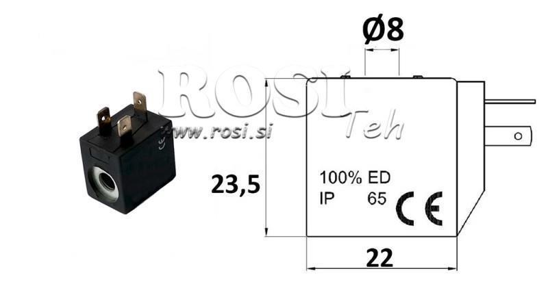 BOBINA ELETROMAGNÉTICA 12VDC PARA VÁLVULA - fi 8mm-23,5mm 2,8W
