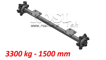 OSOVINA ZA PRIKOLICO 3300 kg BREZ ZAVOR (1500 mm) s ploščo za montažo